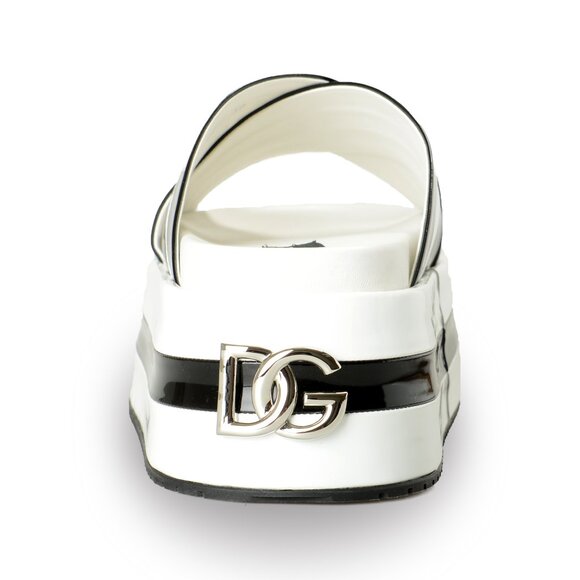 Dolce & Gabbana Black and White Striped Platform Sandals - Picture 3 of 8